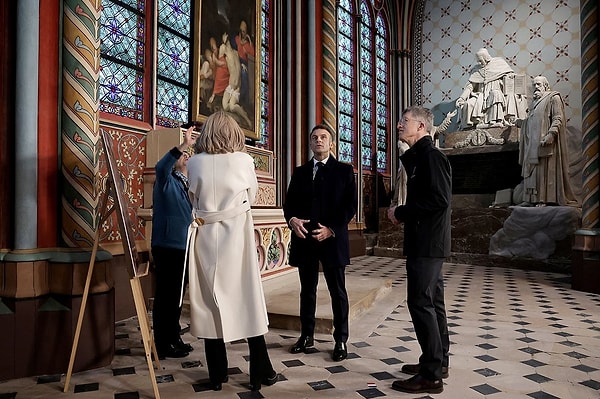 The cathedral's interior was seen for the first time during Macron's visit.