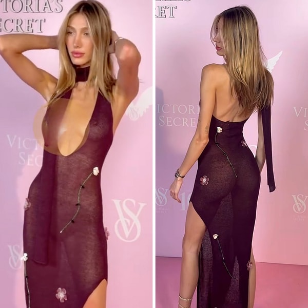 Bu gece de yine bir davet kombiniyle gündemimizde kendisi! Geçtiğimiz saatlerde Victoria's Secret gecesinde boy gösteren Şahin, tepeden tırnağa transparan bir elbiseyle, iç çamaşırsız katıldı.