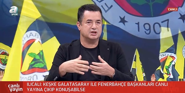 Fenerbahçe Asbaşkanı Acun Ilıcalı, dün akşam A Spor'da yayınlanan Gündem Özel programına katılan Galatasaray Başkanı Dursun Özbek'e cevap vermek için A Spor'a konuk oldu.