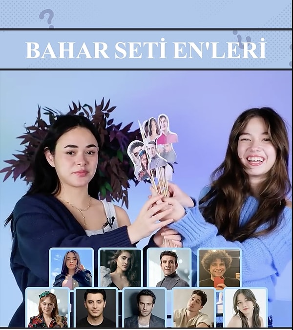 Onedio'nun YouTube kanalında Bahar dizisi setinin 'En'lerini seçen Alisa Sezen Sever ve Sena Kalıp, izleyenleri gülümsetecek yanıtlar verdi.