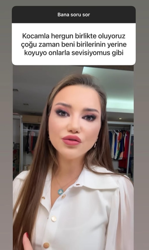 "Kocamla her gün birlikte oluyoruz. Çoğu zaman beni birilerinin yerine koyuyor. Onlarla sevişiyormuş gibi..." mesajına cevap veren Ezmeci, ilişkilerde fantezilerin olabileceğini belirtti.