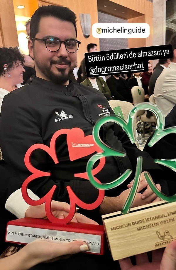 MasterChef birincisi Serhat Doğramacı da Michelin Yıldızı alan isimler arasındaydı.