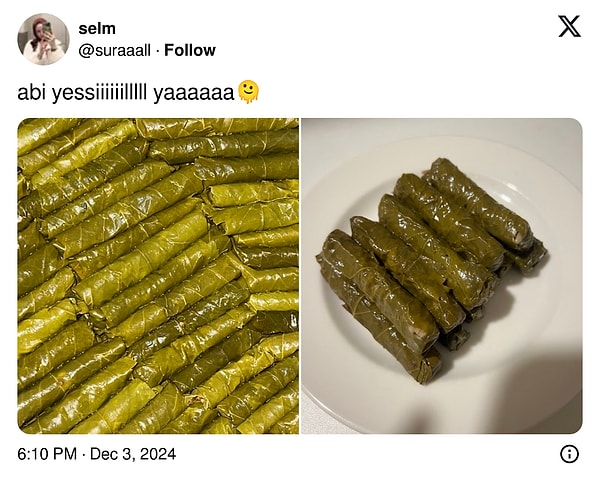 Yağ değerleri yerinde bir sarma gibi.