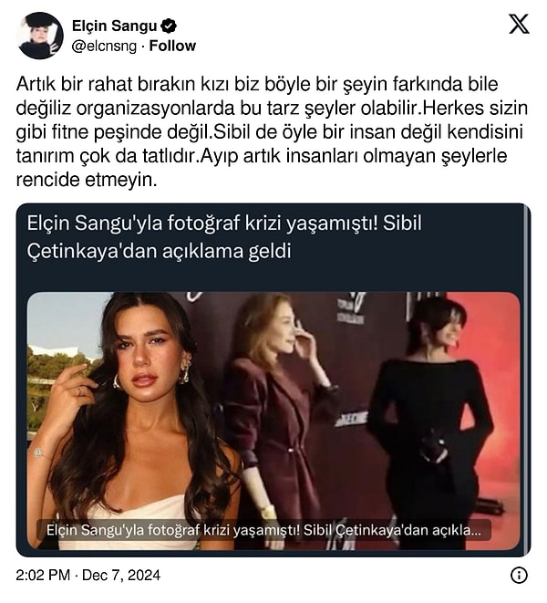 İşte Elçin Sangu'nun açıklaması 👇🏻