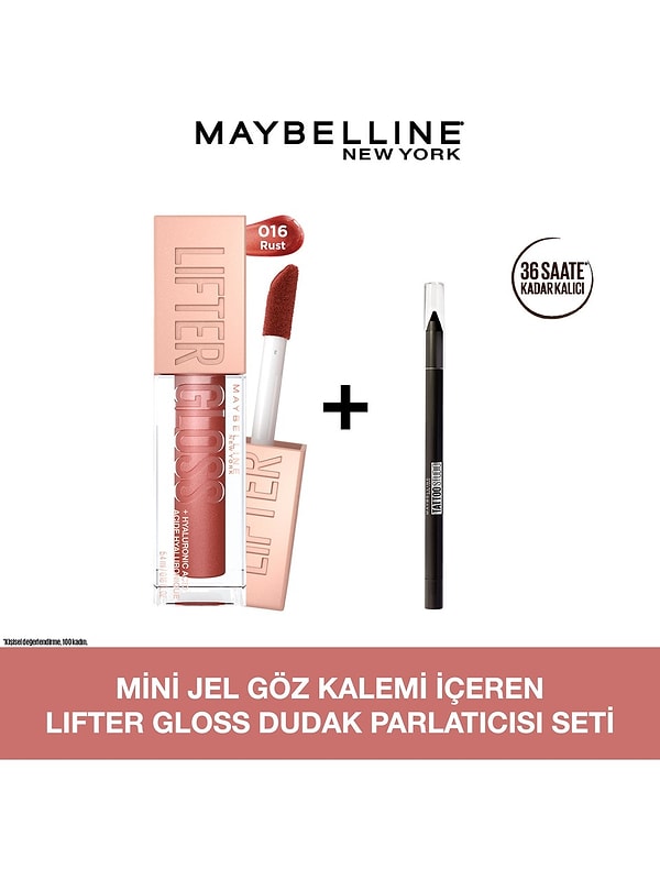 6. Maybelline Mini Jel Göz Kalemli Lifter Gloss Dudak Parlatıcısı Seti - 016 Rust