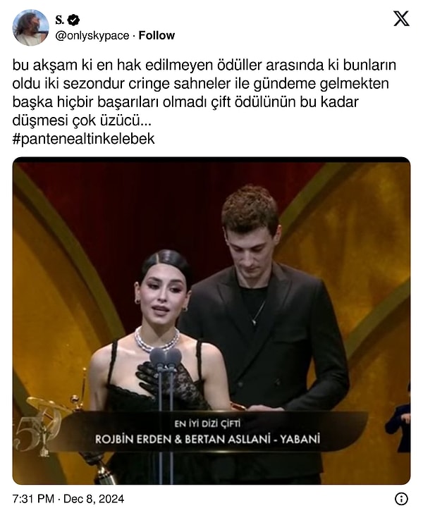 Diğer dizi çiftleri ile Asi ve Alaz'ı kıyaslayan kullanıcılar kararı beğenmedi.