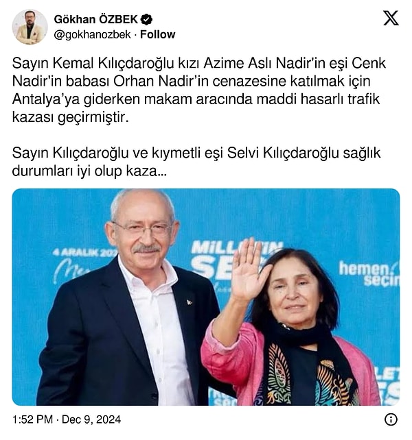 Özbek’in paylaşımında şu ifadeler yer aldı: