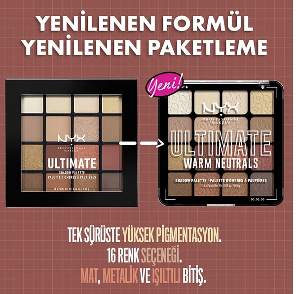 Nyx Professional Makeup Ultimate Shadow Palette - Warm Neutrals Göz Farı Paleti