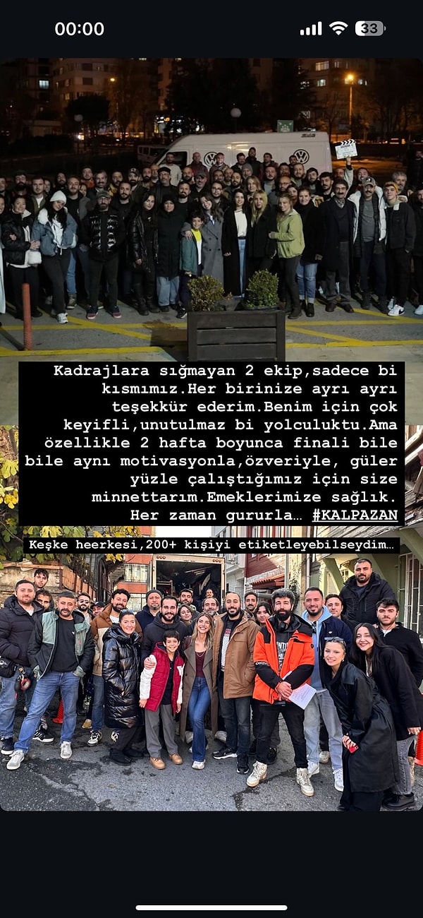 Dizi ekibiyle fotoğraflarının kolajını yapan Baysal, paylaşıma duygusal bir not ekleyerek diziye ve ekibine veda etti.