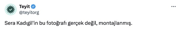 Ancak Sera Kadıgile'e ait fotoğrafın, 1 Mayıs 2023 günü İstanbul'da 1 Mayıs alanında yaptığı konuşmasından görüntüsünün üzerinde oynanmış versiyonu olduğu kısa süre sonra ortaya çıktı.