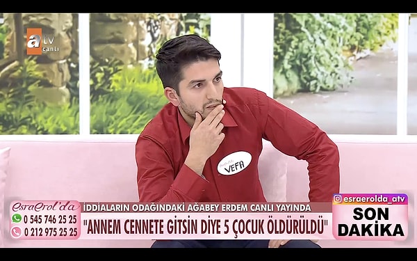 Ancak bununla bitmedi. Vefa aynı zamanda babasının kendisini ve kardeşlerini devlete düşman yetiştirdiğini. Okula bile göndermediğini açıkladı.