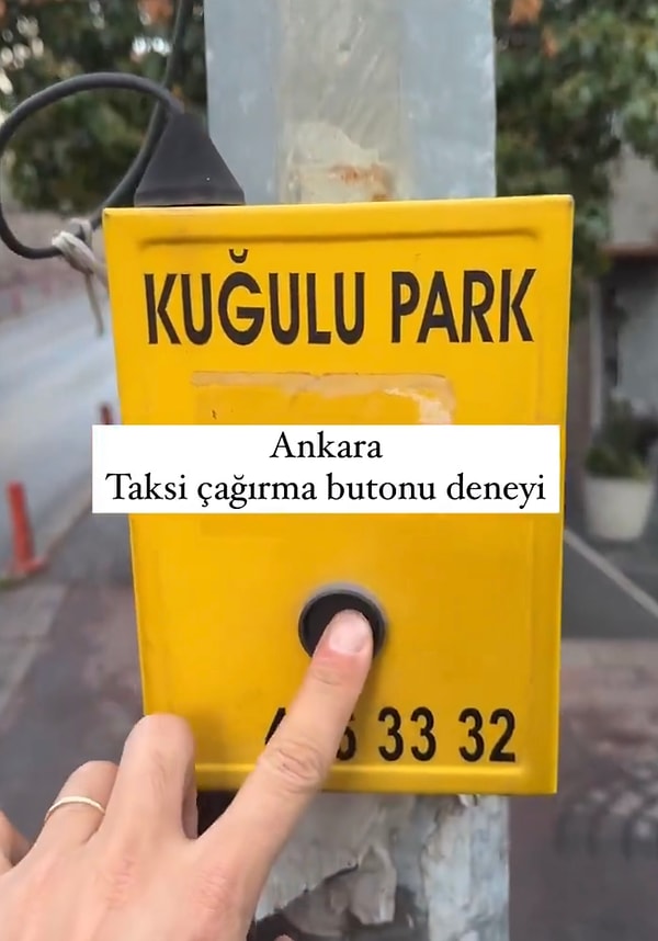 Biliyorsunuz ki İstanbul’da taksi butonu gibi bir sistem yok. Ankara’ya gelen video sahibi de butona basarak taksi gelecek mi diye bekledi.