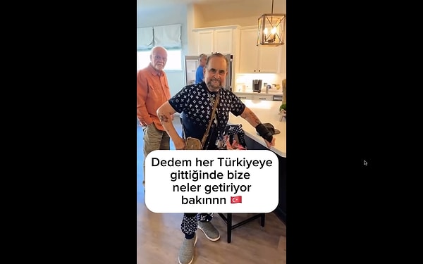 Bir genç, dedesinin Türkiye ziyaretinden dönerken getirdiği ürünleri paylaştı.