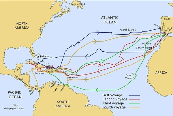 4. Christopher Columbus'un yolculukları