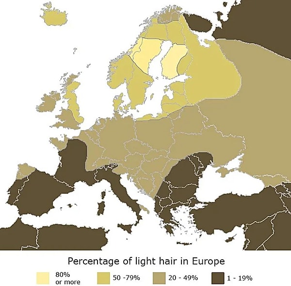 7. Avrupa genelinde "sarı saç" dağılımı