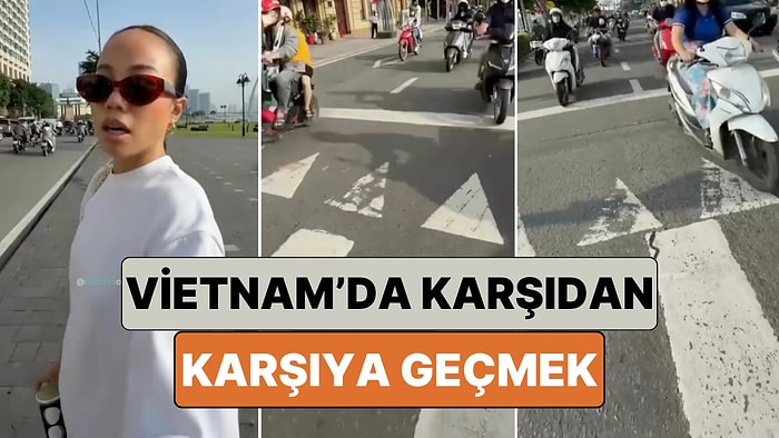 Gerçek Bir Meydan Okuma: Bir Kadın Vietnam'da Akan Trafikte Karşıya Geçmeye Çalıştığı Anları Paylaştı