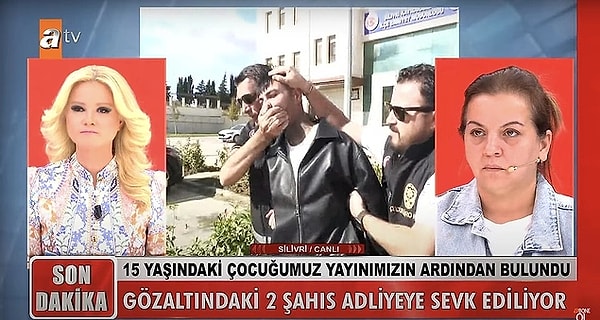 21. 15 yaşındaki kayıp çocuğun annesi programda şüpheleniyorum dediği şahıslar gözaltına alındı. Şahıslara adliyeye sevk sırasında mikrofon uzatan muhabir Hüseyin Coşkun, ağza alınmayacak küfürler işitti.