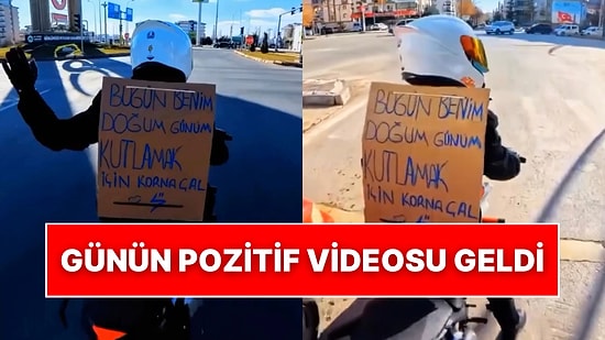 Doğum Günü Olduğunu Sırtına Yazan Motosikletli Trafikte Tebessüm Ettiren Karşılıklar Aldı