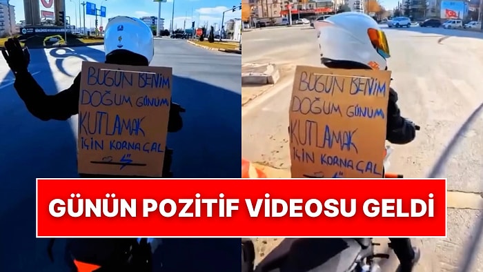 Doğum Günü Olduğunu Sırtına Yazan Motosikletli Trafikte Tebessüm Ettiren Karşılıklar Aldı