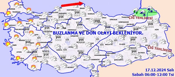 Meteoroloji Genel Müdürlüğü tarafından yapılan son tahminlere göre de; Artvin ve Ardahan çevreleri ile Rize'nin doğusunun yağışlı, diğer yerlerin az bulutlu ve açık geçeceği tahmin ediliyor.