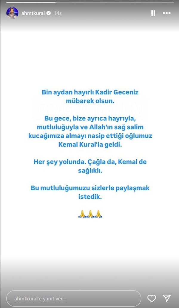 6 Nisan'da baba olan Ahmet Kural sosyal medya hesabında Kemal bebeğin doğduğunu şu paylaşımla duyurmuştu: