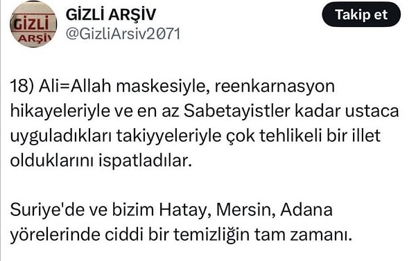 Kimi hesaplar bunu ima veya tarihi referanslar yoluyla yapsa da hükümete yakınlığıyla bilinen Gizli Arşiv isimli hesap açık açık hedef gösterdi.