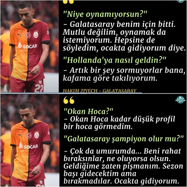 3 Aralık günü bir arkadaşının Ziyech ile uçakta denk geldiğini ifade eden Yürekli, arkadaşının 31 yaşındaki oyuncuyla olan konuşmasını paylaştı. 👇