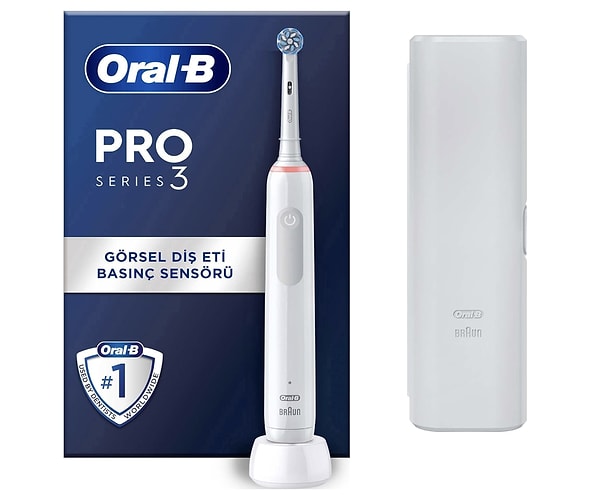 4. Oral-B Pro3-3500 Şarj Edilebilir Diş Fırçası Beyaz (Seyahat Kabı Hediyeli)