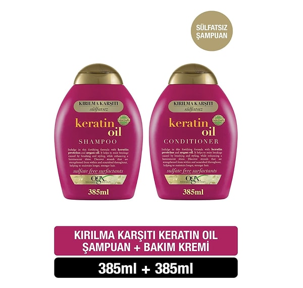 2. ogx keratin oil kırılma karşıtı sülfatsız 385 ml şampuan