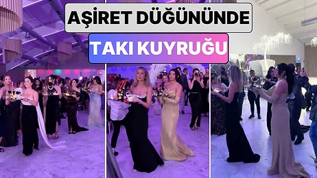 Bir Aşiret Düğününde Kuyumcu Stantlarıyla Getirilen ve Ucu Bucağı Görülmeyen Takı Kuyruğu Dudak Uçuklattı