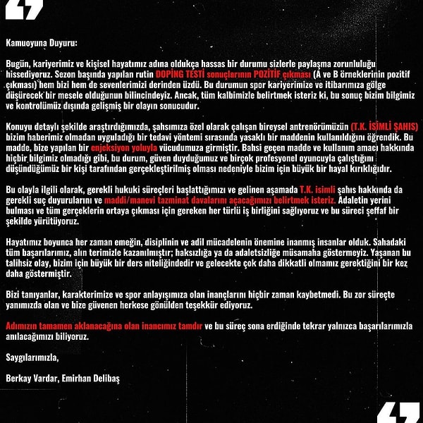 Bu sezon kulüpsüz kalan iki yakın arkadaş, doping sebebiyle 4 yıl futboldan men edildi. Delibaş ve Vardar, karara yönelik ortak bir açıklama yayınladı.