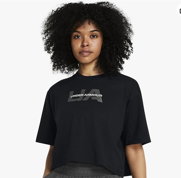 Boxy Crop Kadın Siyah Günlük Stil T-Shirt