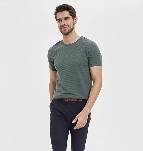 DeFacto Slim Fit Bisiklet Yaka Basic Kısa Kollu Tişört