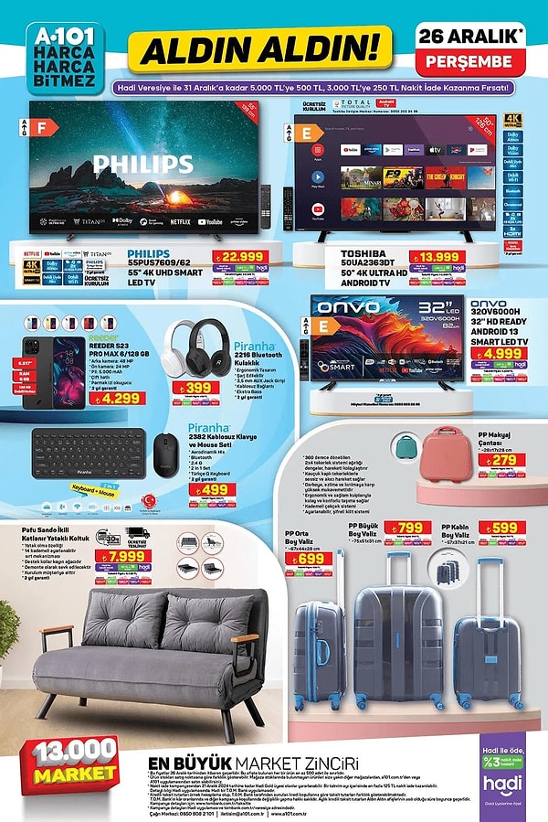 Philips 55" 4K UHD Smart Led Tv 22.999 TL