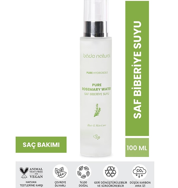 9. Bade Natural Biberiye Suyu Saç Toniği %100 Doğal ve Saf 100 ml