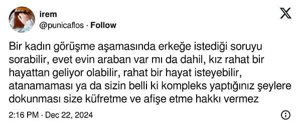 Geçtiğimiz günlerde bir kadın, erkeklere maddiyatla ilgili şeyler sorulabilir diyerek yepyeni bir tartışmanın fitilini ateşledi.