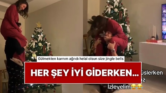 Eşinin Omzunda Yılbaşı Ağacına Yıldız Takan Kadın Yere Kapaklanınca Romantik Video Hayalleri Suya Düştü