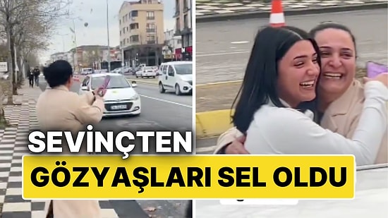 Ehliyet Sınavını Geçen Kızı İçin Konfeti Patlatıp Gözyaşlarına Boğulan Anne