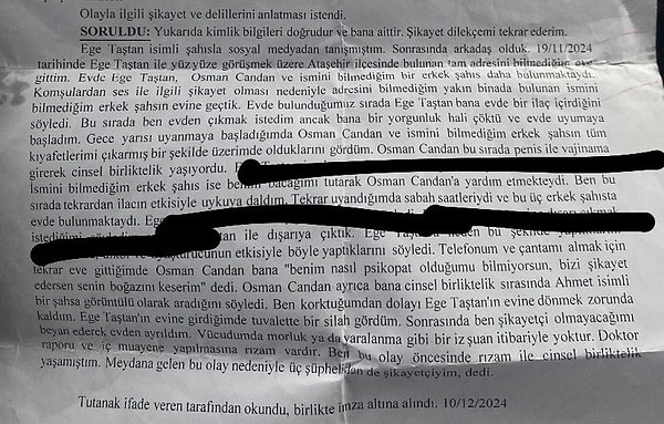 Konuyla ilgili ifade verdikten sonra, mesele sosyal medyada büyüyünce o gece yaşandığını iddia ettiği tüm olayları @onbeslikglock isimli bir X kullanıcısına anlattı.