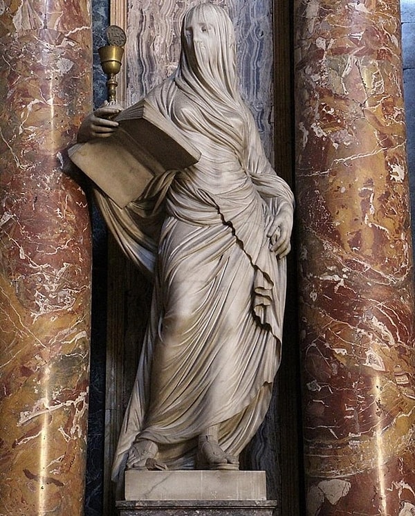 A Roman mythology sculpture of a virgin priestess