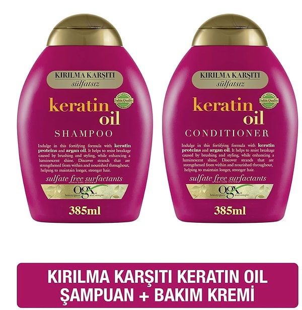 ogx keratin oil kırılma karşıtı sülfatsız 385 ml şampuan