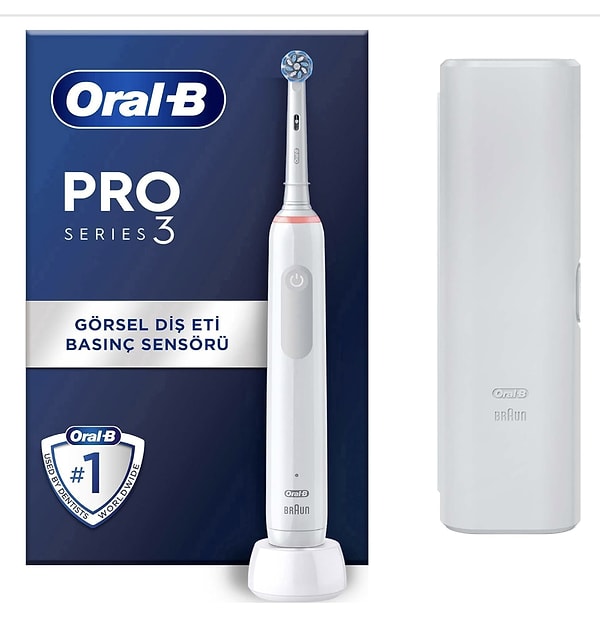 3. Oral-B Pro3-3500 Şarj Edilebilir Diş Fırçası Beyaz (Seyahat Kabı Hediyeli)