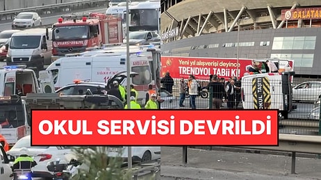 İstanbul’da TEM Otoyolunda Öğrenci Servisi Devrildi