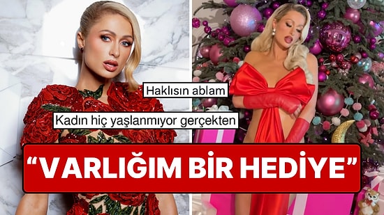 Noel'e Özel Kombin Yapıp Üstüne Sadece Kurdele Dolamaya Karar Veren Paris Hilton'dan "Hediye Benim" Paylaşımı