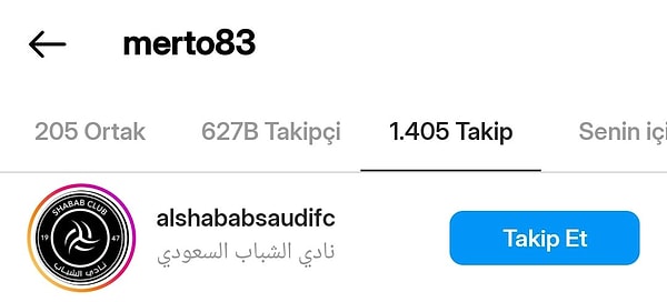 Terim'in yardımcılarından Mert Çetin, Instagram'da Al Shabab'ı takibe aldı.