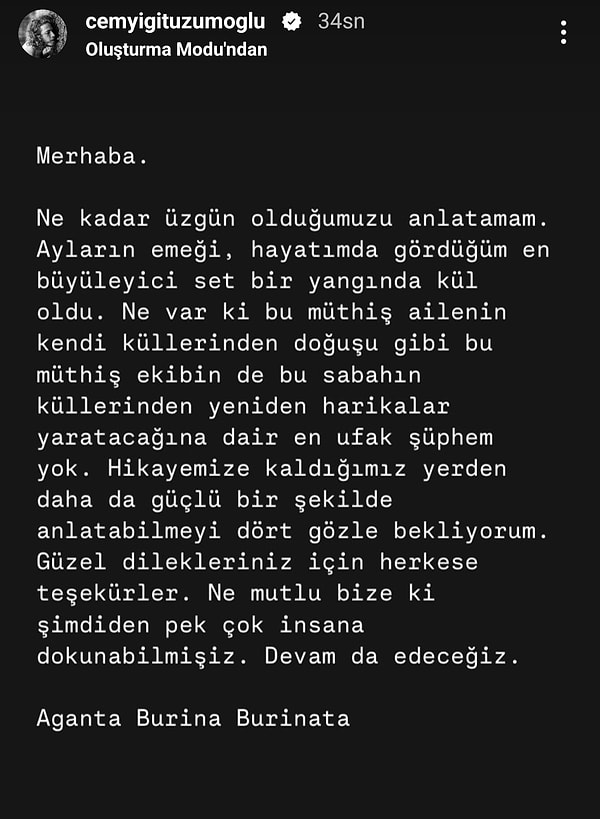 Ayrıca yaptığı paylaşımla "Ayların emeği var. Çok üzgünüm." diye yazdı.