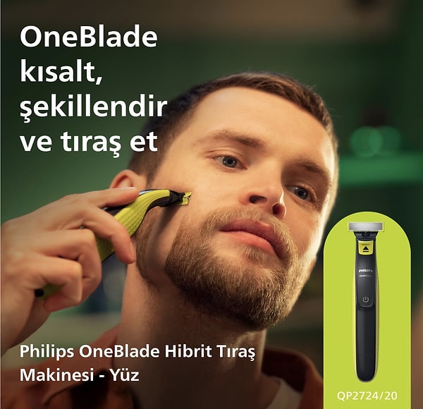 1. Philips OneBlade QP2724/20 Yüz Hibrit Tıraş Makinesi