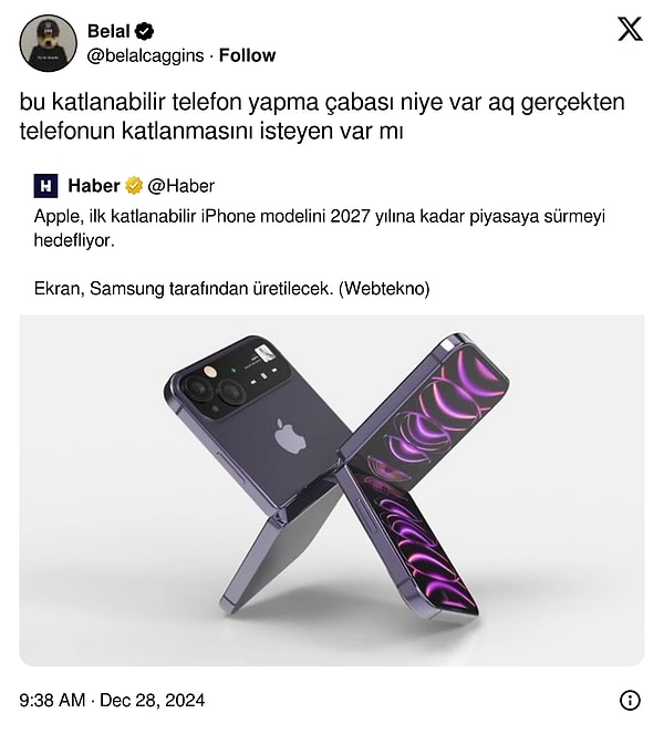 Biz katlanıyoruz o da katlansın