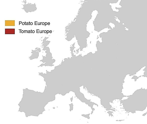 8. 1491'de Avrupa'da domates ve patates tüketimi haritası :)