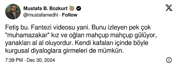 Fetiş olduğu savunuldu.